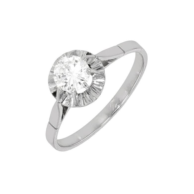 Solitaire vintage diamant 0.53 carat or blanc 2.88g Comme neuf -  reconditionné disponible sur Gemme Les Bijoux
